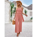 Solid color tube top and waist slim fit jumpsuit Nexellus