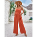 Solid color tube top and waist slim fit jumpsuit Nexellus