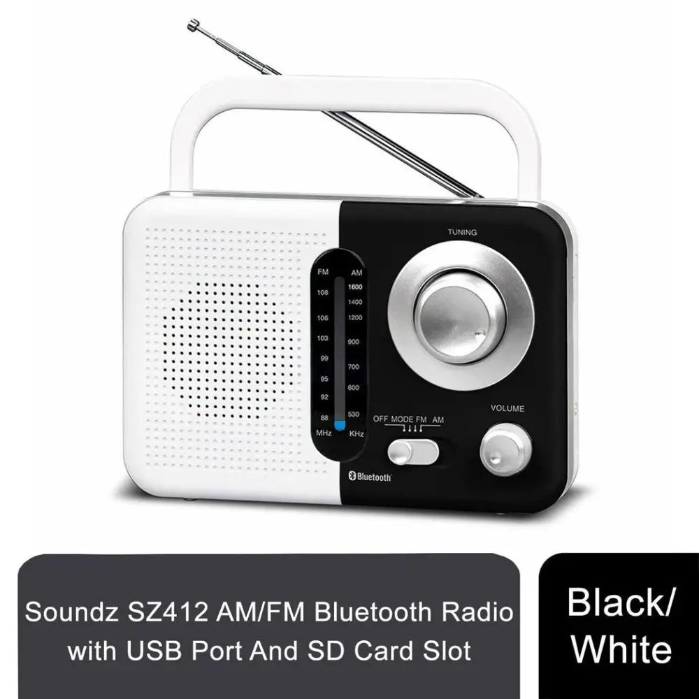 Soundz sz412 am/fm bluetooth radio with usb port and sd