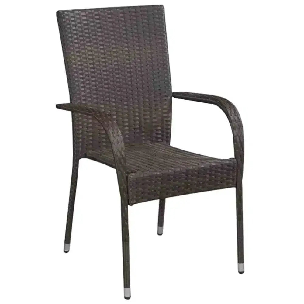 Stackable outdoor chairs 2 pcs poly rattan brown Nexellus