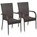 Stackable outdoor chairs 2 pcs poly rattan brown Nexellus