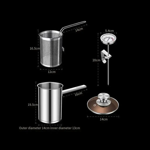 Stainless steel deep fryer mini with strainer glass lid fryer Nexellus