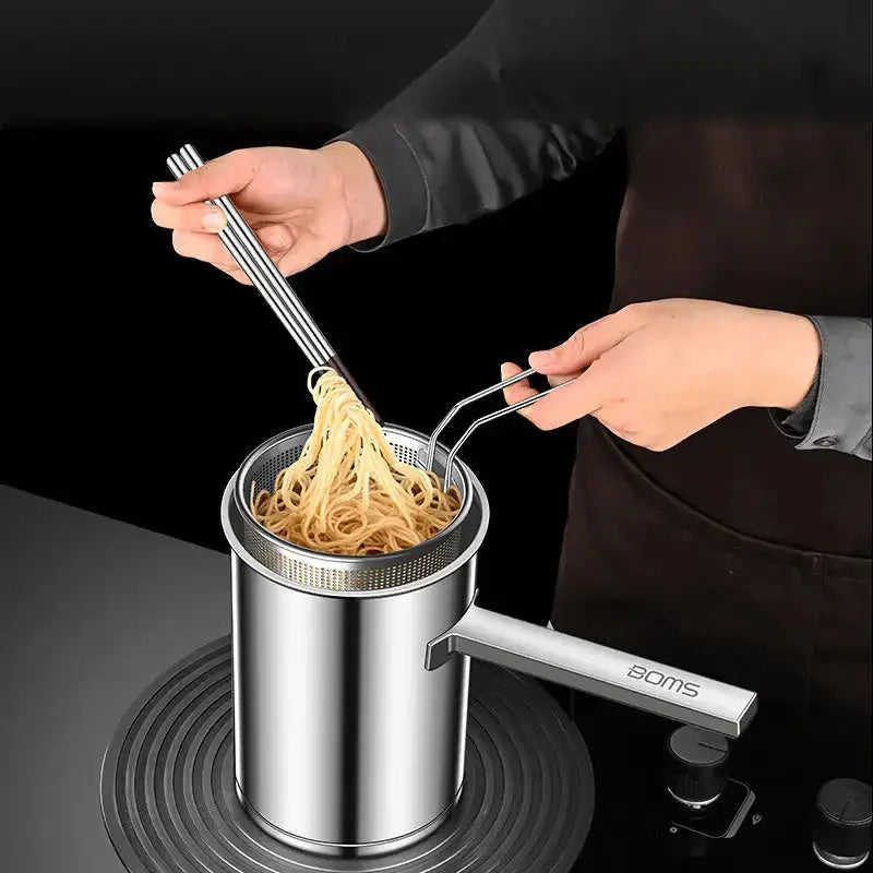 Stainless steel deep fryer mini with strainer glass lid fryer Nexellus