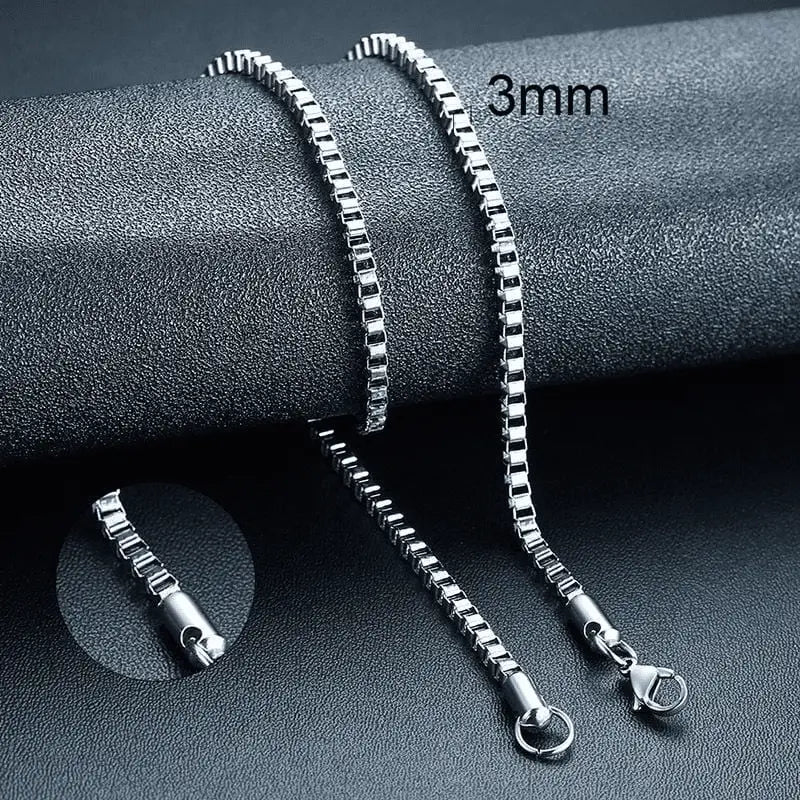 Stainless Steel Men's Jewelry Box Chain Necklace - Nexellus