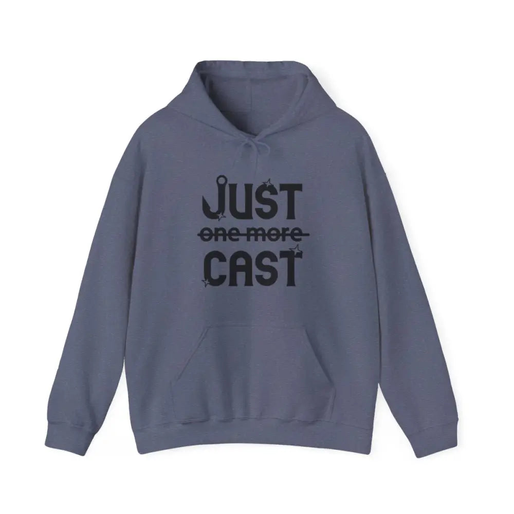 Stay cozy in style with our “just cast” print hooded