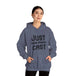 Stay cozy in style with our “just cast” print hooded