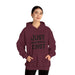 Stay cozy in style with our “just cast” print hooded