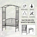 Steel frame outdoor garden arch w/ 2-seater bench black Nexellus