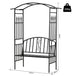 Steel frame outdoor garden arch w/ 2-seater bench black Nexellus