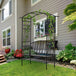 Steel frame outdoor garden arch w/ 2-seater bench black Nexellus