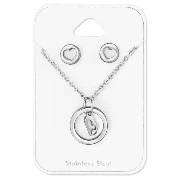 Steel Valentine Love Pendant Necklace Jewelry  Set - Nexellus