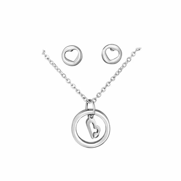 Steel Valentine Love Pendant Necklace Jewelry  Set - Nexellus