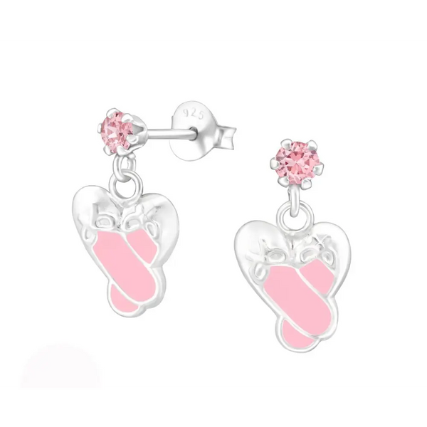 Sterling Silver Kids Ballet Shoes Stud Earrings Made With Swarovski Crystal - Nexellus