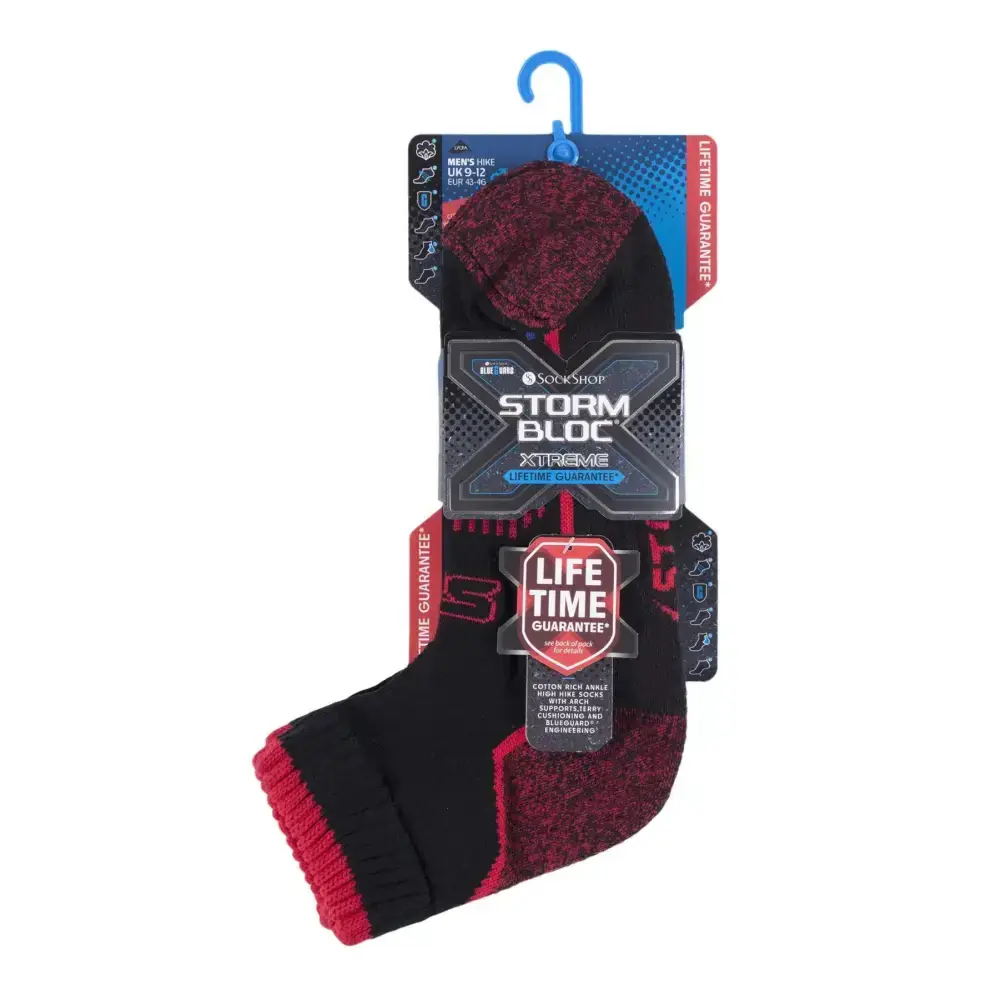 Storm bloc - 1 pair mens cotton ankle socks (6-8.5 / black red) Nexellus