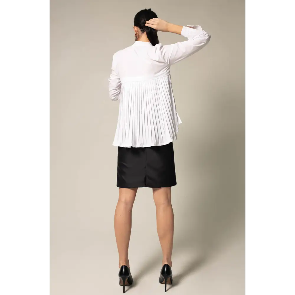 Stylish Pleated Blouse in White - Nexellus