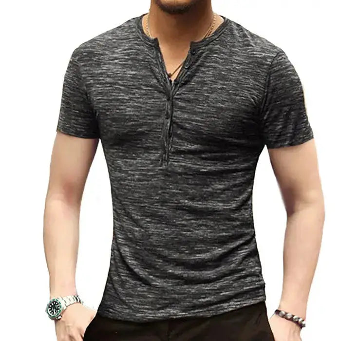 Summer men's short sleeve men's t-shirt henley collar slim fit men's Nexellus