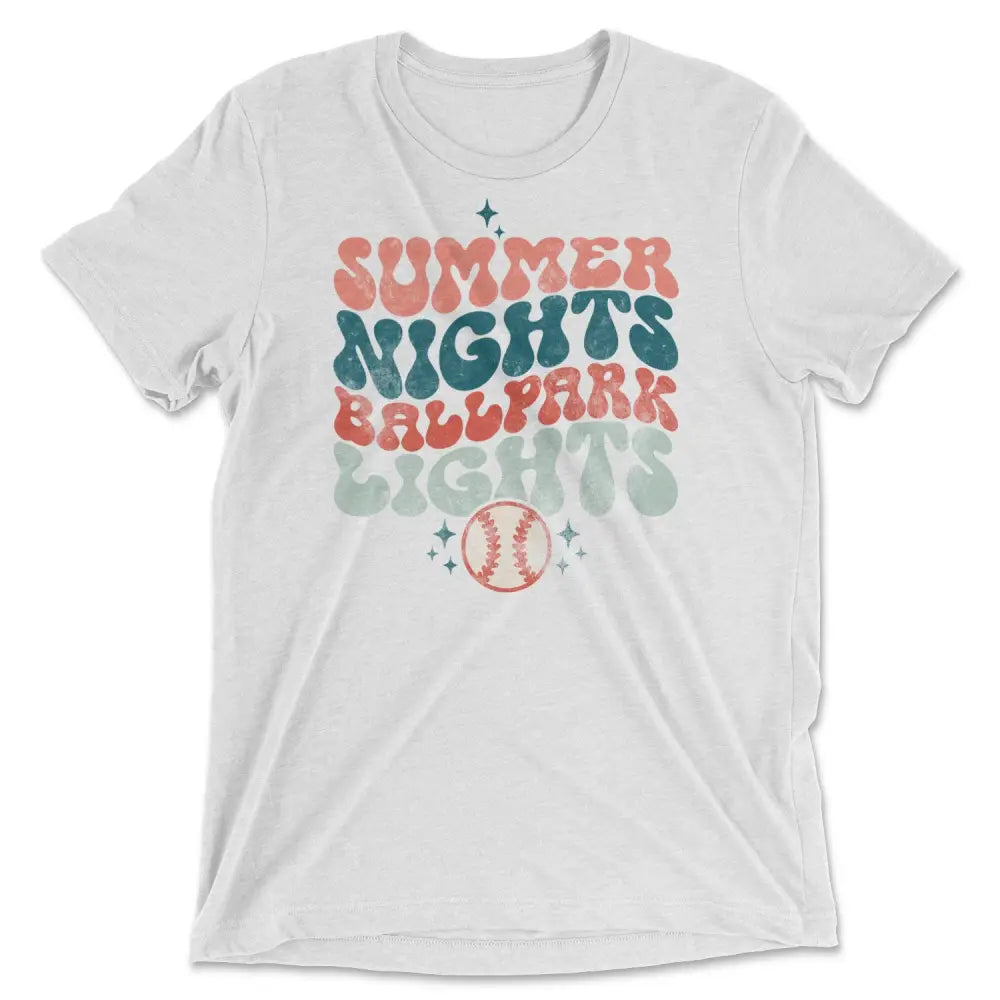 Summer nights ballpark lights (baseball) tee