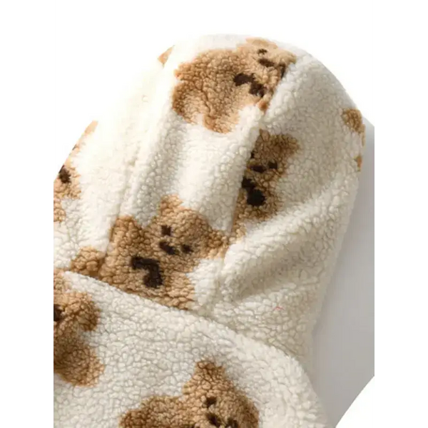 Teddy pattern loose teddy fur hooded sweatshirt Nexellus