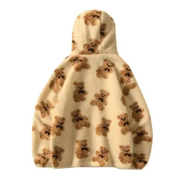 Teddy pattern loose teddy fur hooded sweatshirt Nexellus