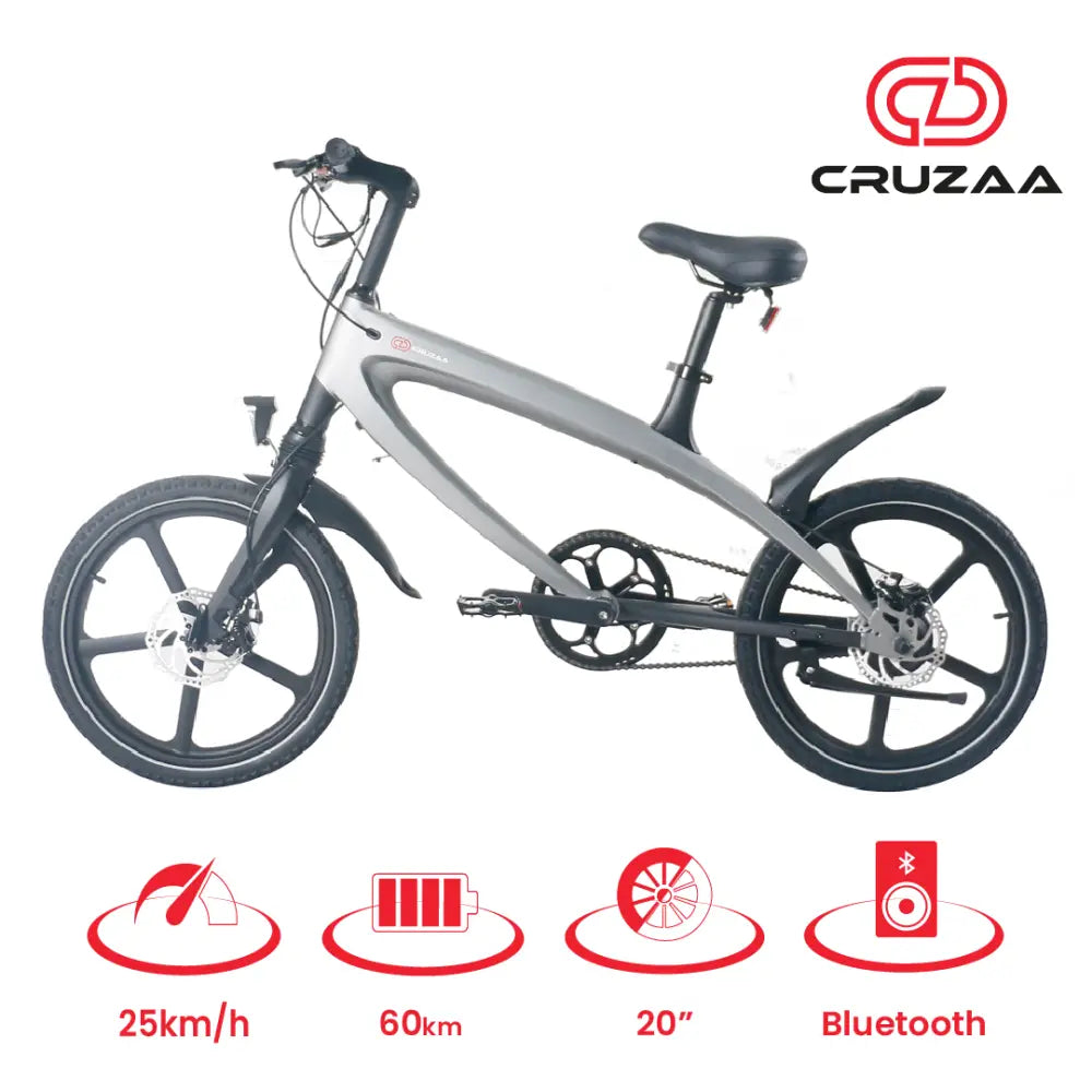 The official gun metal grey e-bike with built-in speakers &