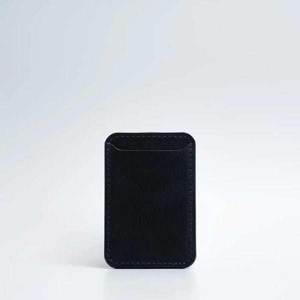 Top-grain leather magsafe wallet - classic - Navy Blue