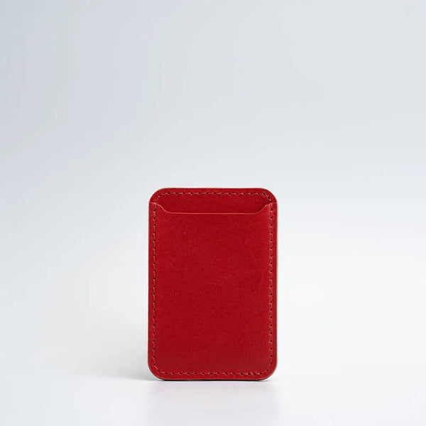 Top-grain leather magsafe wallet - classic - Red