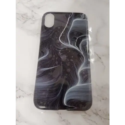 Tpu glossy marble black case - for iphone x / xs