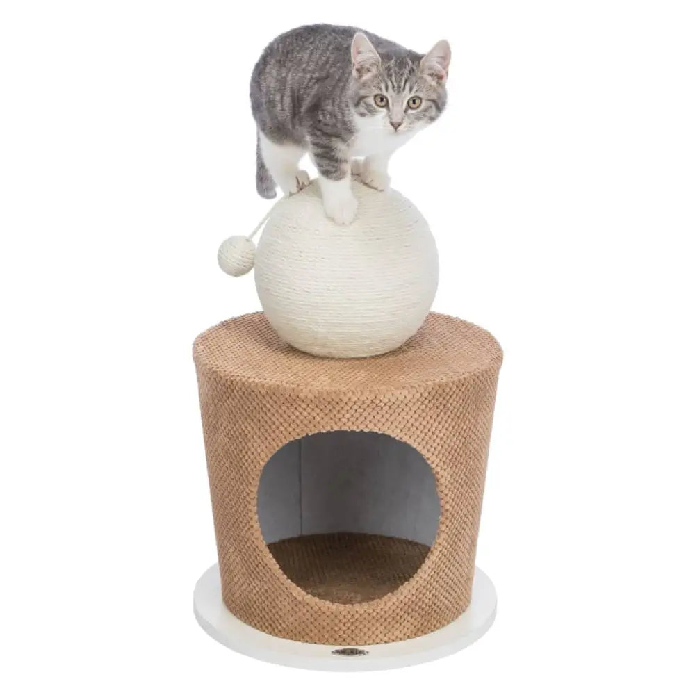 Trixie cat cuddly cave with scratching ball 36x50 cm taupe