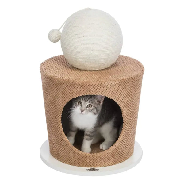 Trixie cat cuddly cave with scratching ball 36x50 cm taupe