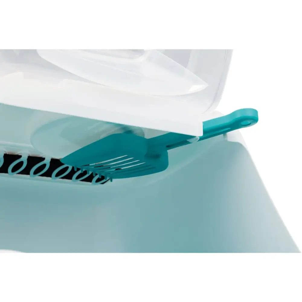 Trixie cat litter tray vico turquoise and white