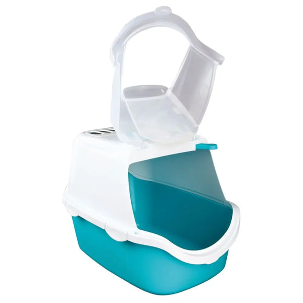 Trixie cat litter tray vico turquoise and white