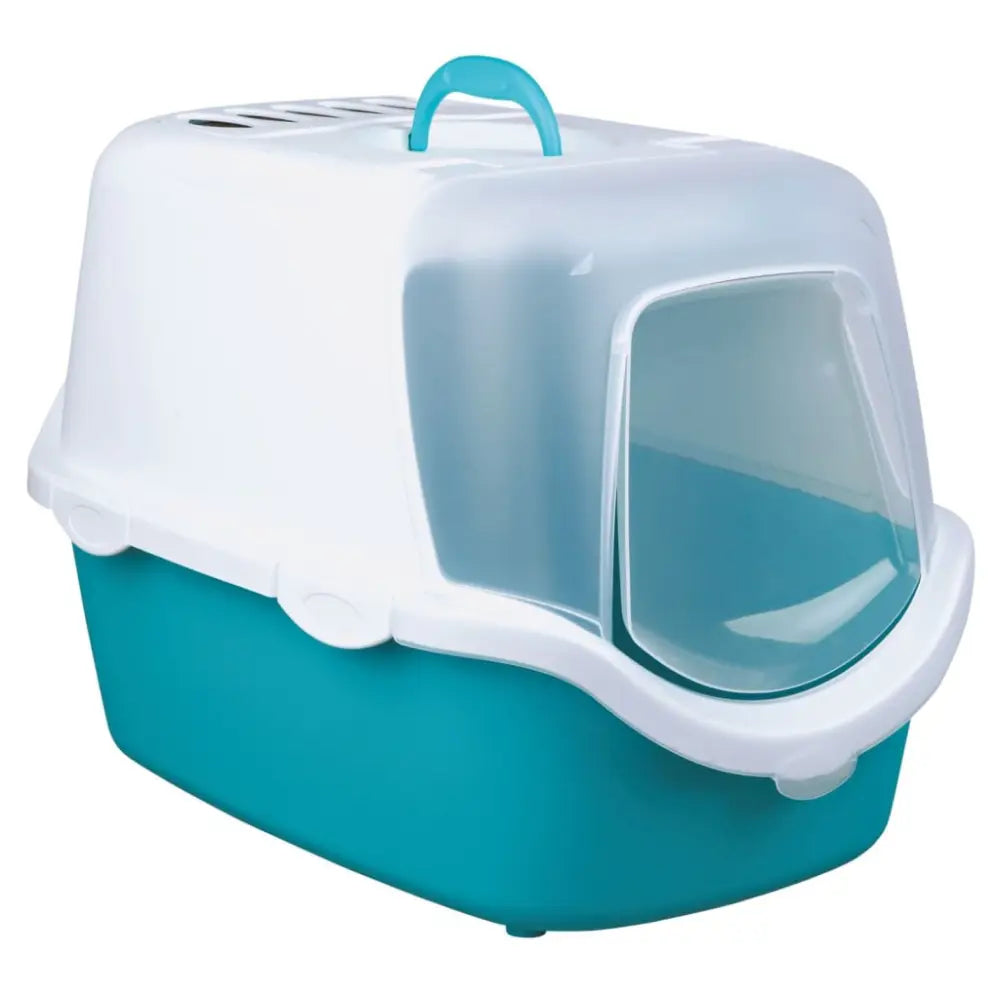 Trixie cat litter tray vico turquoise and white