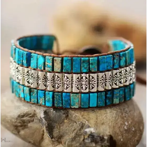 Turquoise antique braided bracelet - One Size