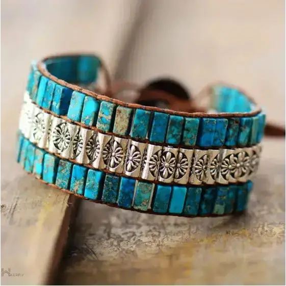 Turquoise antique braided bracelet - One Size