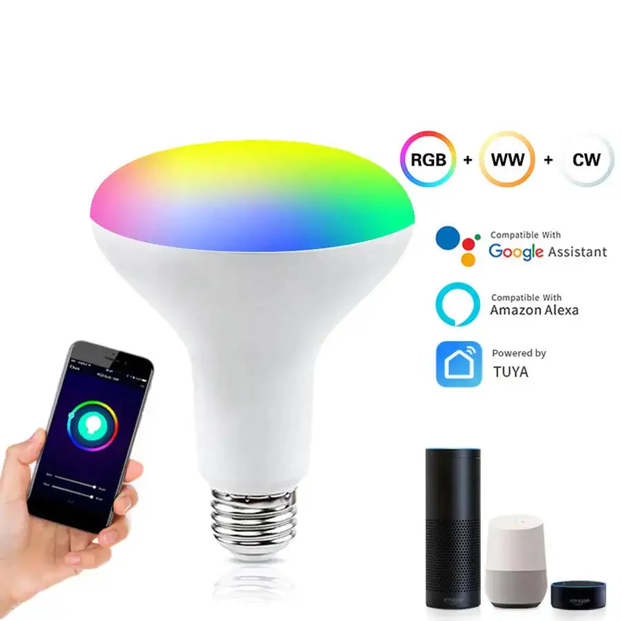 Tuya smart wifi bulb light br30 tuya9w colorful rgbcw amazon alexa Nexellus