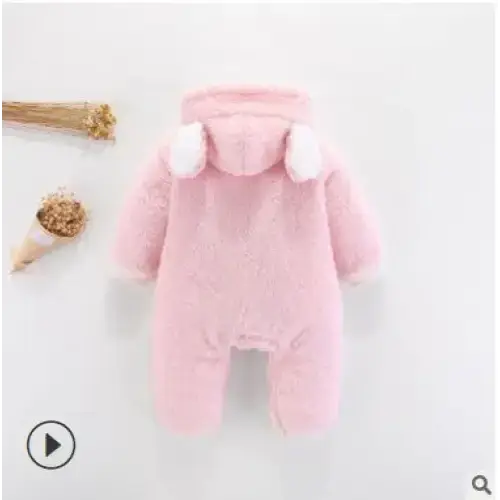 Unisex baby romper boys & girls fleece hooded jumpsuit Nexellus