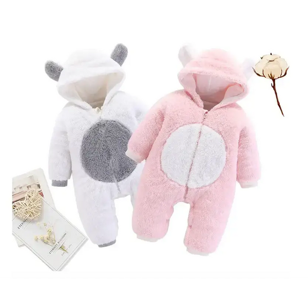 Unisex baby romper boys & girls fleece hooded jumpsuit Nexellus