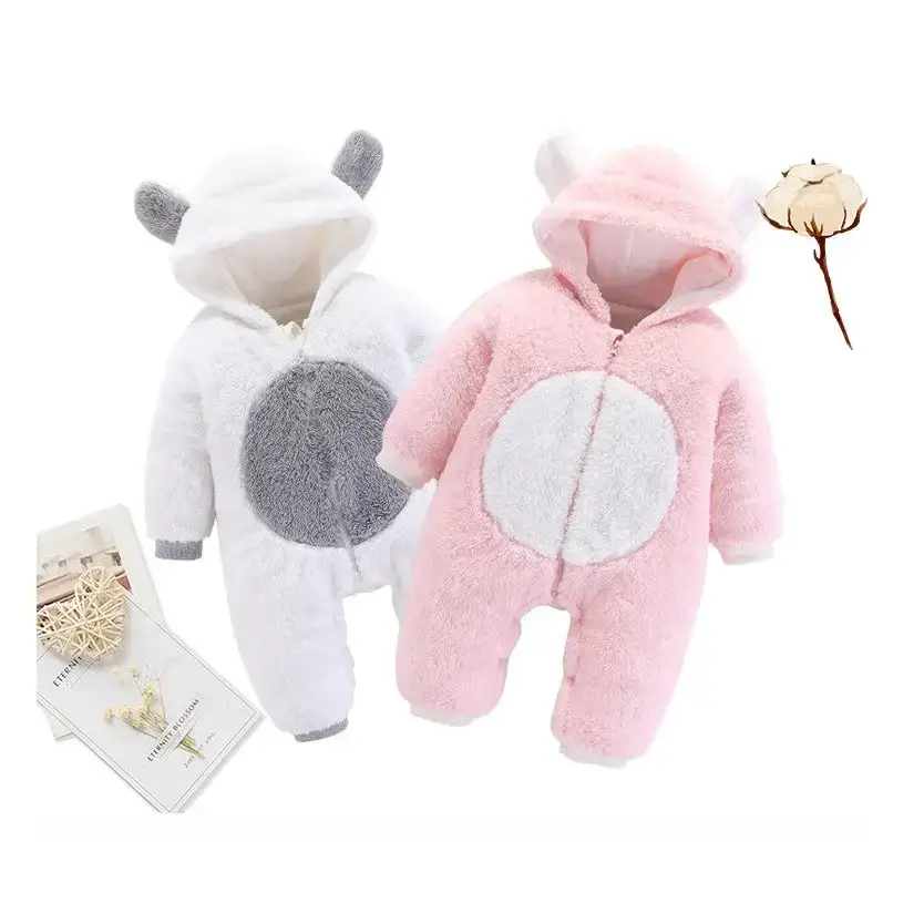 Unisex baby romper boys & girls fleece hooded jumpsuit Nexellus