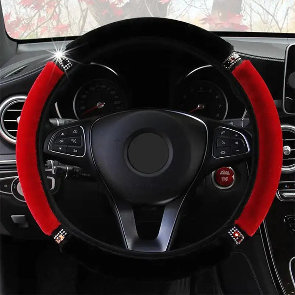 Universal 37-38cm diameter soft plush rhinestone car steering wheel Nexellus