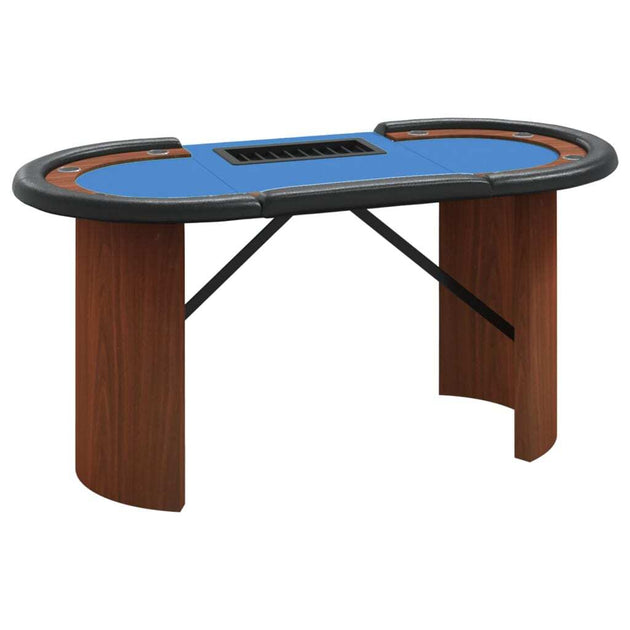 vidaXL 10-Player Poker Table with Chip Tray Blue 160x80x75 cm Nexellus