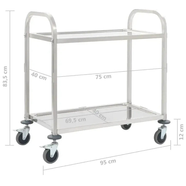 Vidaxl 2-tier kitchen trolley 95x45x83.5 cm stainless steel Nexellus