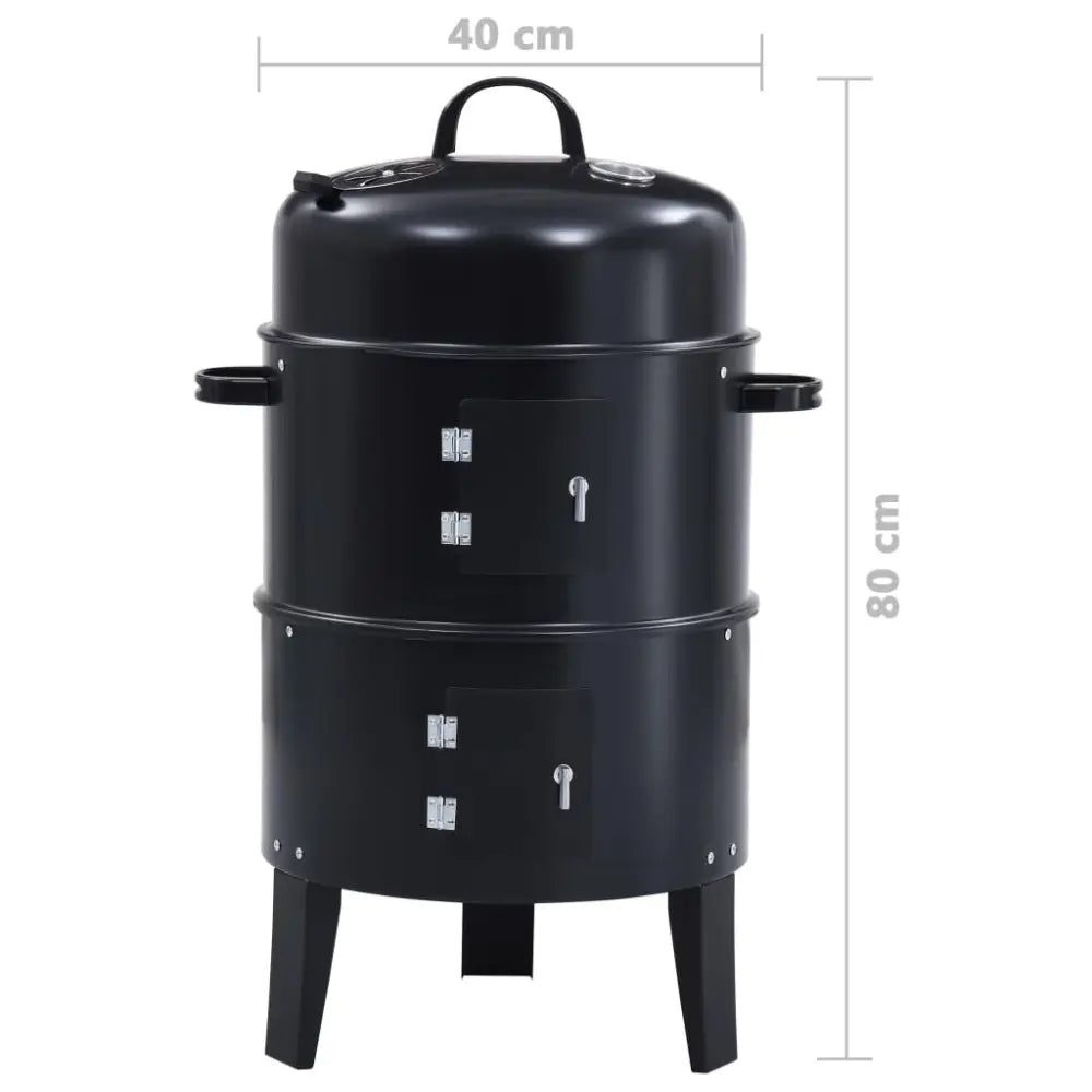 Vidaxl 3-in-1 charcoal smoker bbq grill 40x80 cm - Black