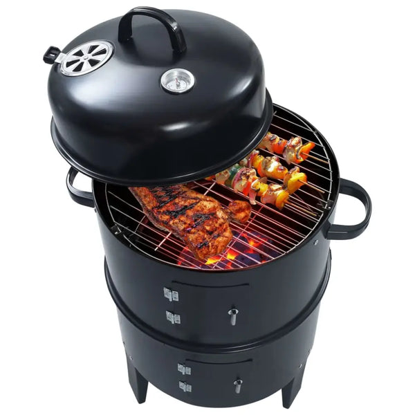 Vidaxl 3-in-1 charcoal smoker bbq grill 40x80 cm - Black