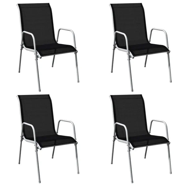 vidaXL 5 Piece Outdoor Dining Set Steel Black Nexellus