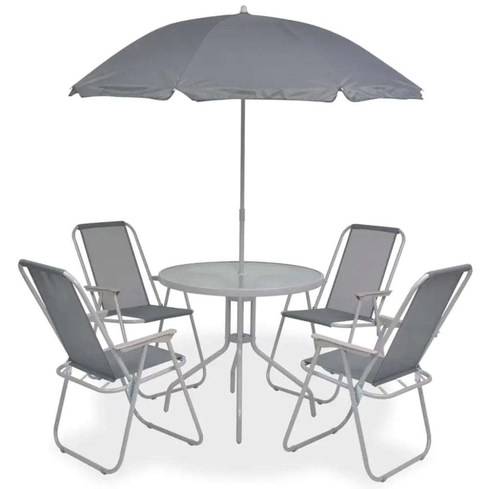 vidaXL 6 Piece Outdoor Dining Set Steel and Textilene Grey Nexellus