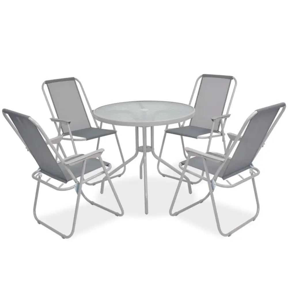 vidaXL 6 Piece Outdoor Dining Set Steel and Textilene Grey Nexellus