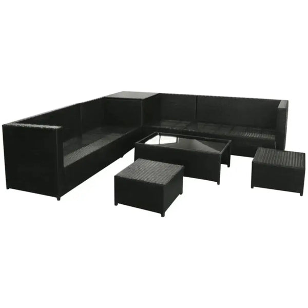 Vidaxl 8 piece garden lounge set with cushions poly rattan black Nexellus