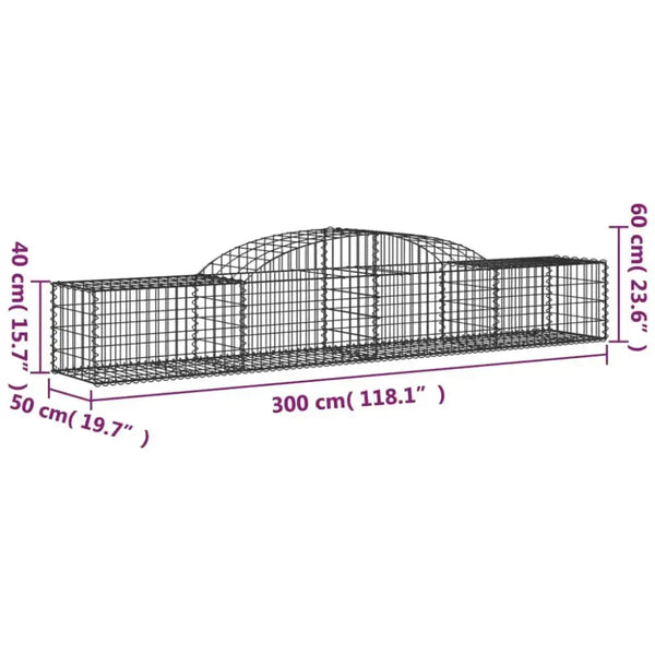 Vidaxl arched gabion baskets 13 pcs 300x50x40/60 cm galvanised iron Nexellus