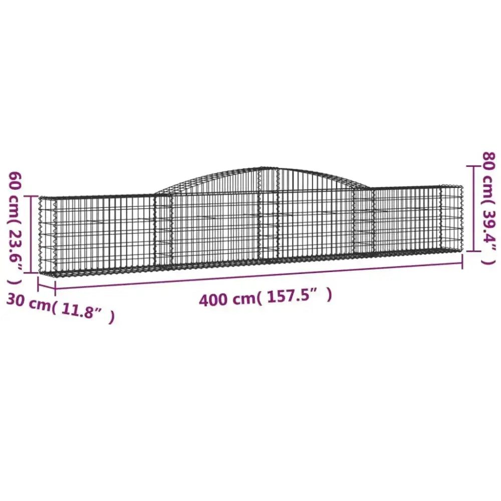 Vidaxl arched gabion baskets 3 pcs 400x30x60/80 cm galvanised iron Nexellus