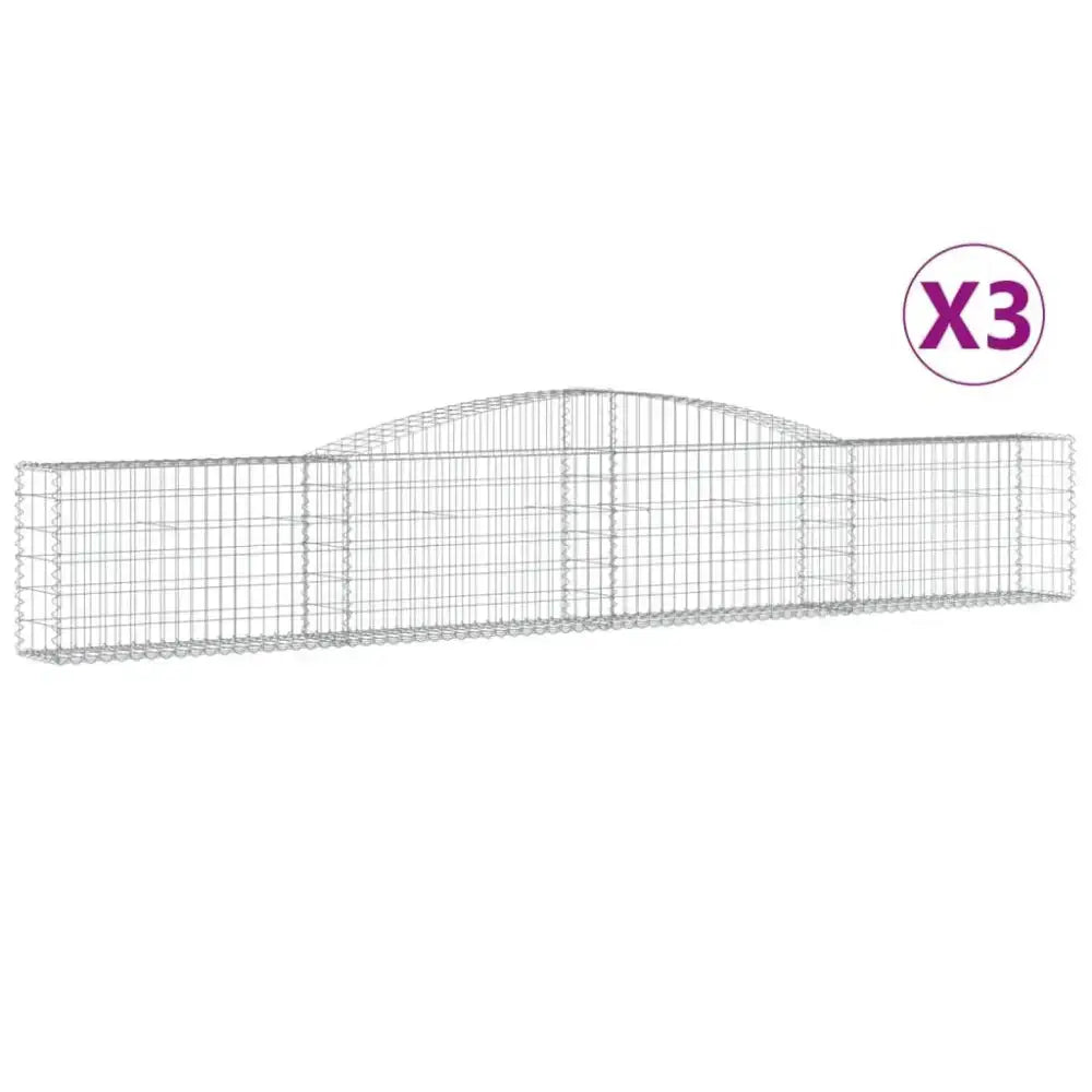 Vidaxl arched gabion baskets 3 pcs 400x30x60/80 cm galvanised iron Nexellus